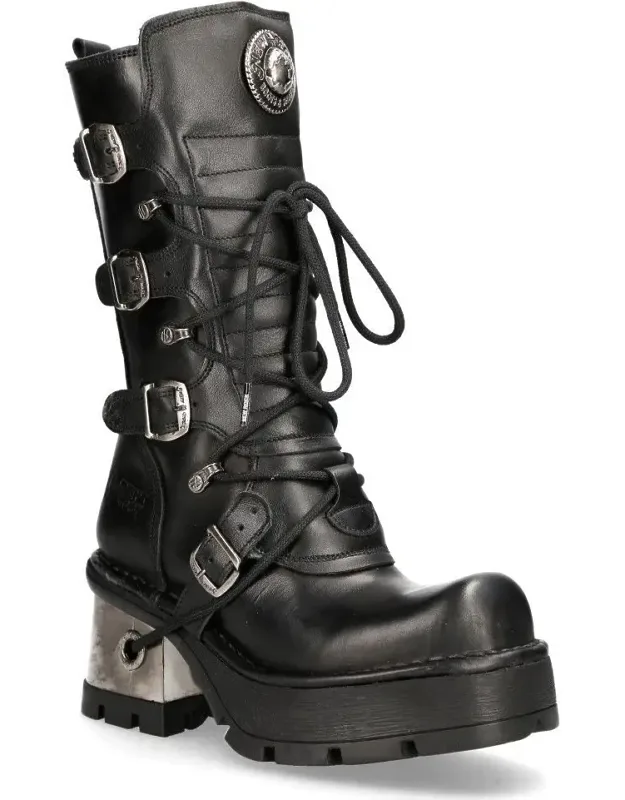 Leather Gothic Mid-calf Boots