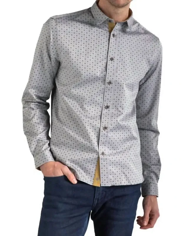Button Down Cotton Long Sleeve Shirt With Classic Button Closure And Pockets