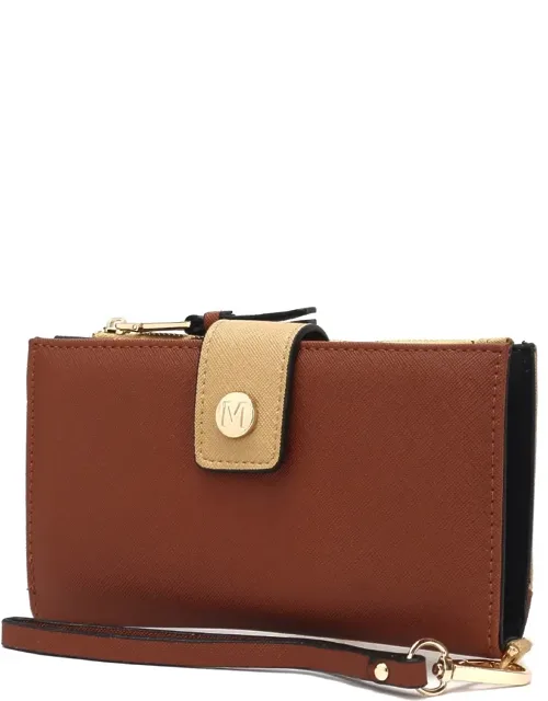 Mkf Collection Solene Vegan Leather Wristlet Wallet With Top Zipper Closure And Adjustable Strap