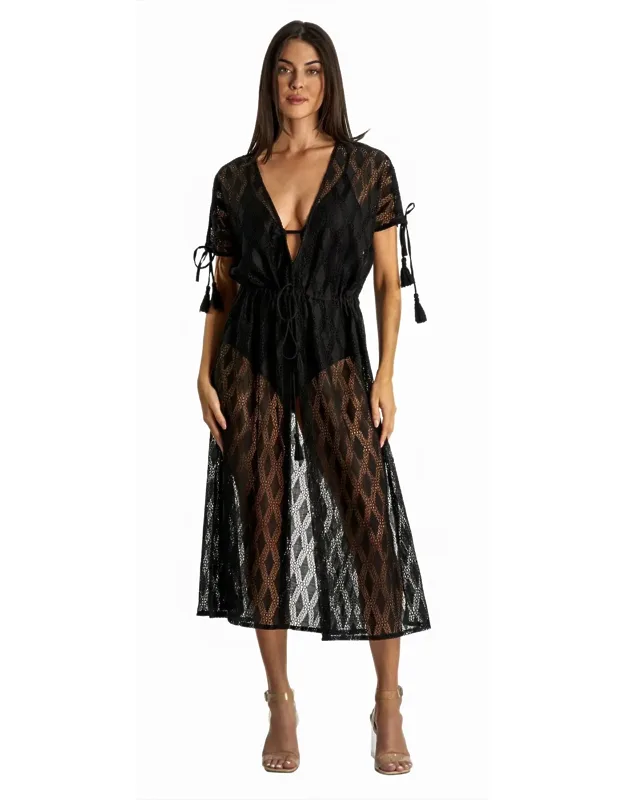 Sicilia V-neck Tasseled Kimono Dress