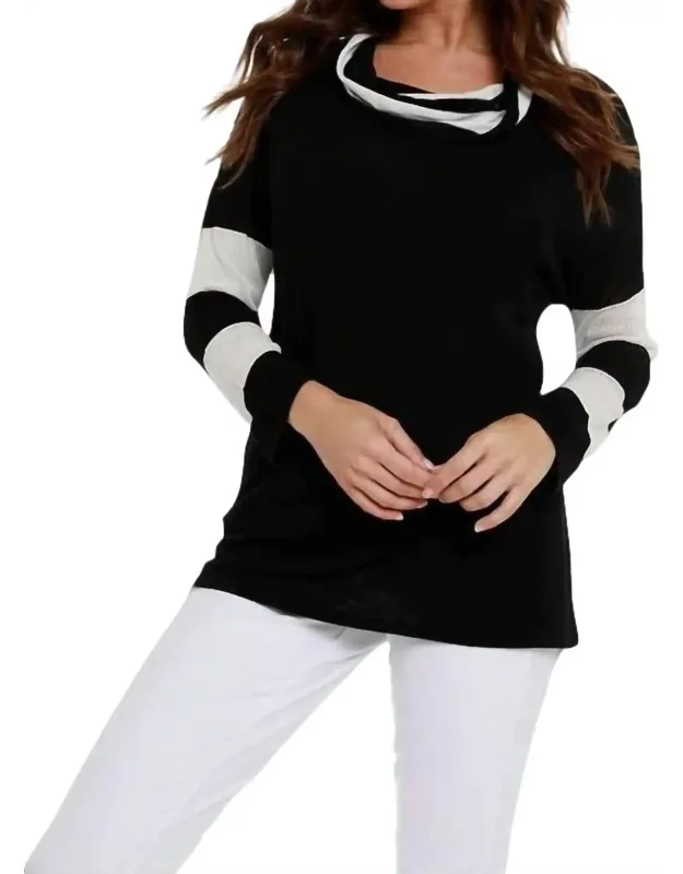 Striped Cowl Neck Sweater
