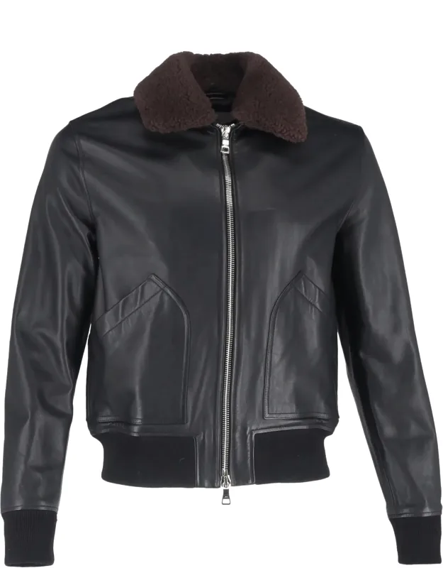Shear Trim Zipped Bomber Jacket