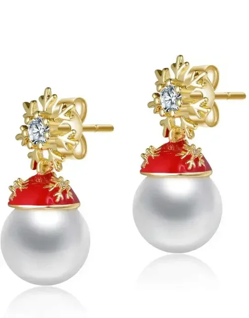 Snowflake And Santa Hat Drop Earrings