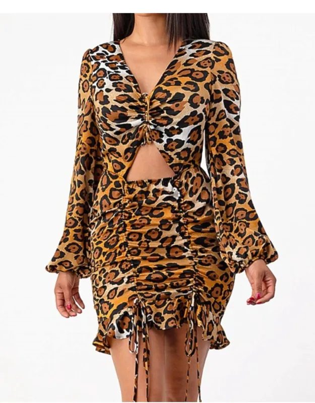 Cheetah Cut Out Mini Dress