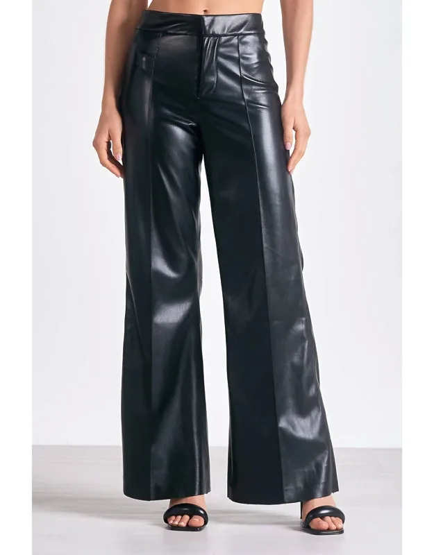 Vegan Leather High Waist Flare Pants