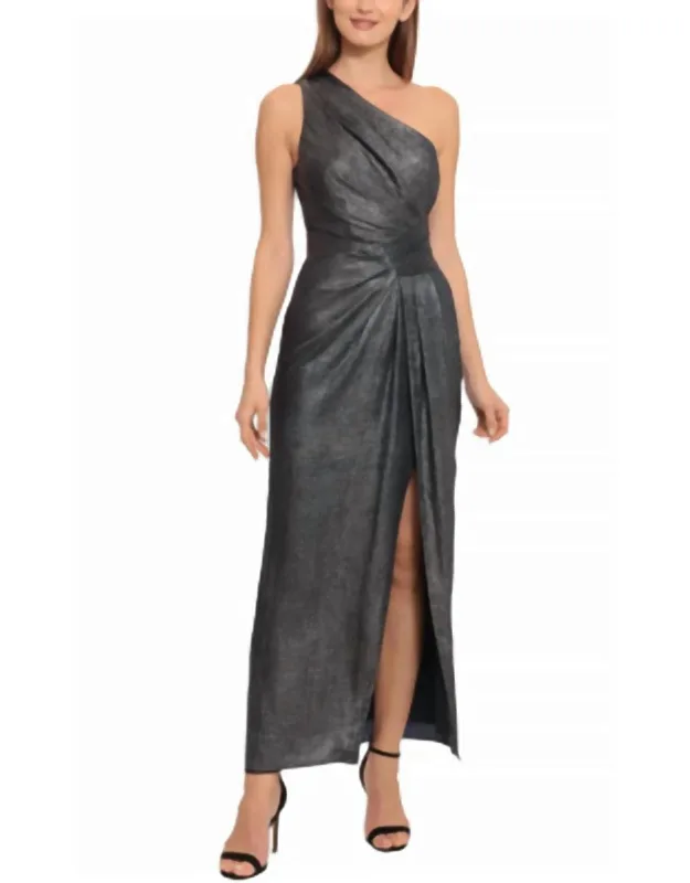One Shoulder Shimmer Long Dress