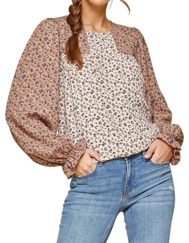 Two-tone Floral Blouse