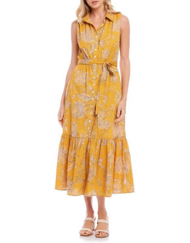 Floral Belted Tiered Maxi Dress