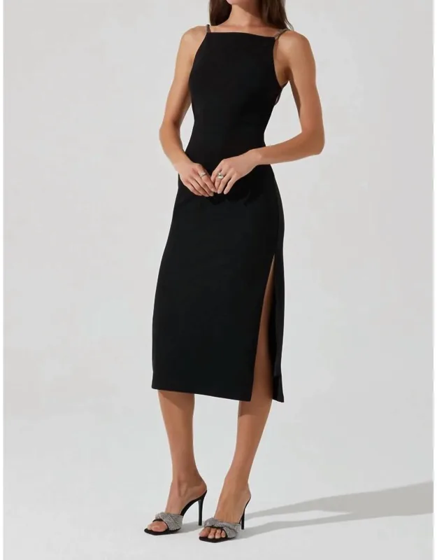 Rhinestone Strap Midi Dress