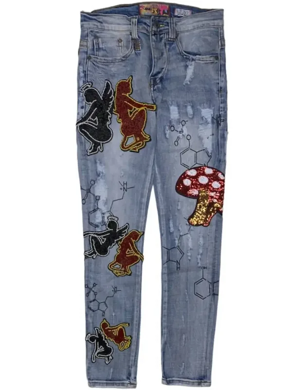 Mushroom Angel Vs Devil Denim Jeans
