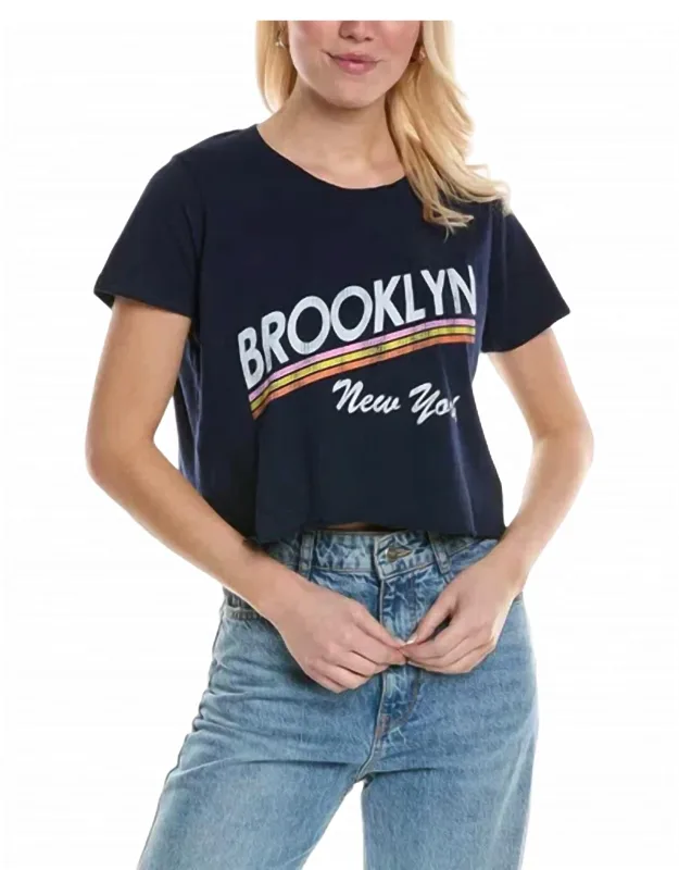 Brooklyn Ny Stripes Cropped Tee