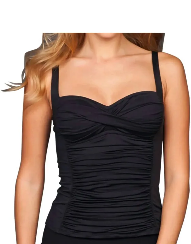 Twist Front Shirred Tankini Top