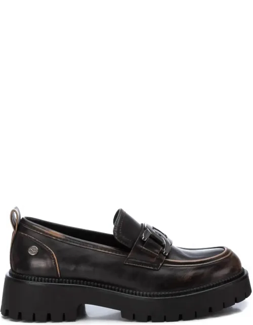 _moccasins Shoes In Bronze With Decorative Chain And Block Heel_