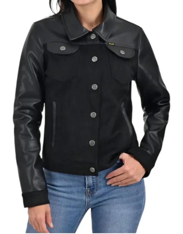 Faux Leather Trucker Jacket
