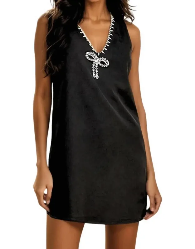 Rhinestone Bow Sheath Dress