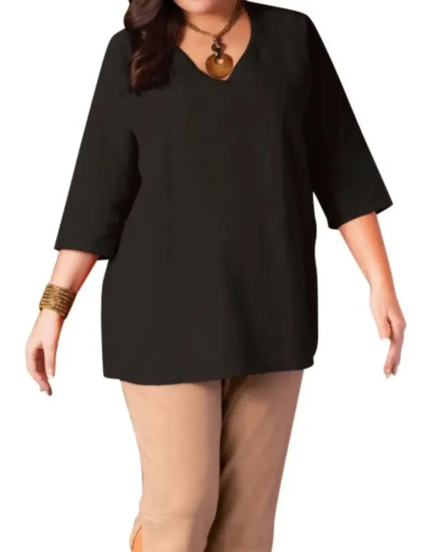 Crinkle Cotton Long Sleeve Tunic