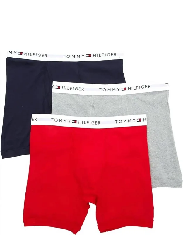 3-pack Cotton Classic Boxer Brief With Logo Elastic Waistband And Regular Fit