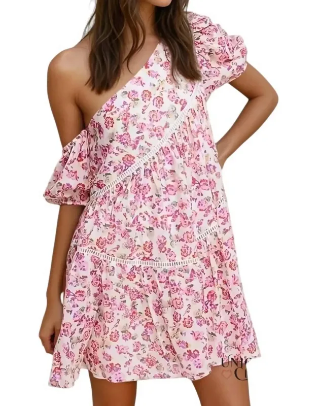 One-shoulder Cotton Mini Dress