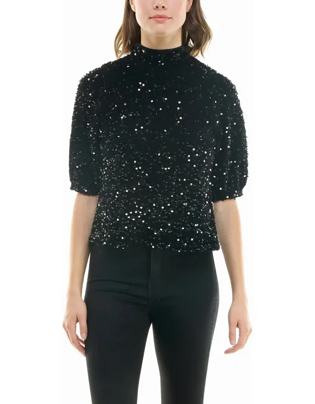 Ava Velvet Sequin Top
