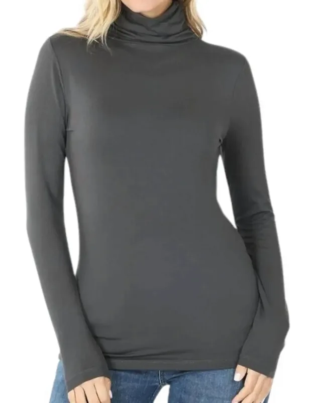 Luxe Turtleneck Top - Mock Neck Design, Long Sleeve