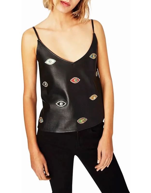 Evil Eye Embellished V Neck Tank Top