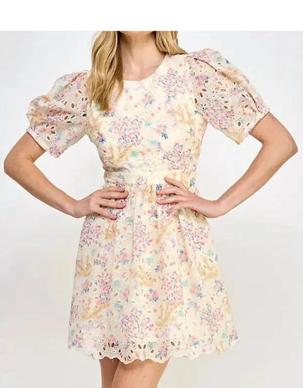 Floral Print Eyelet Dress