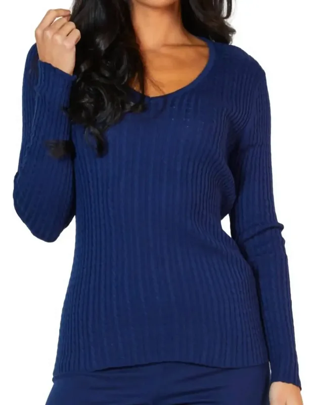 Braided V-neck Sweater