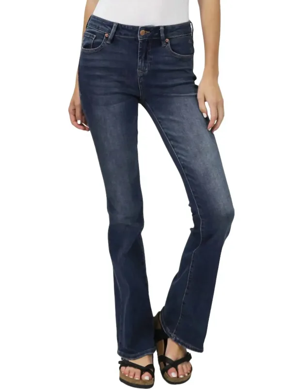 Jaxtyn High Rise Bootcut Jeans In Millbridge With Hand-sanded Whiskers And Distressed Details