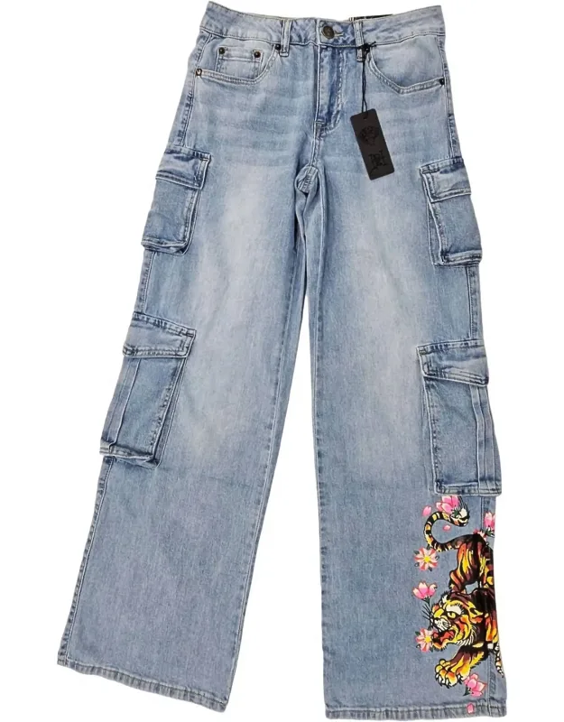 Tiger Flowers Cargo Jeans