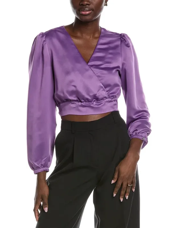 Boss Hugo Boss Banella Crop Blouse With Satin Design And Surplice Front
