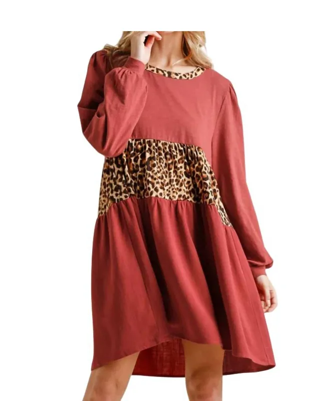 Leopard Tiered Babydoll Dress