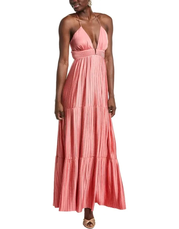 Maxi Dress With Plunging V-neck And Lace-up Back