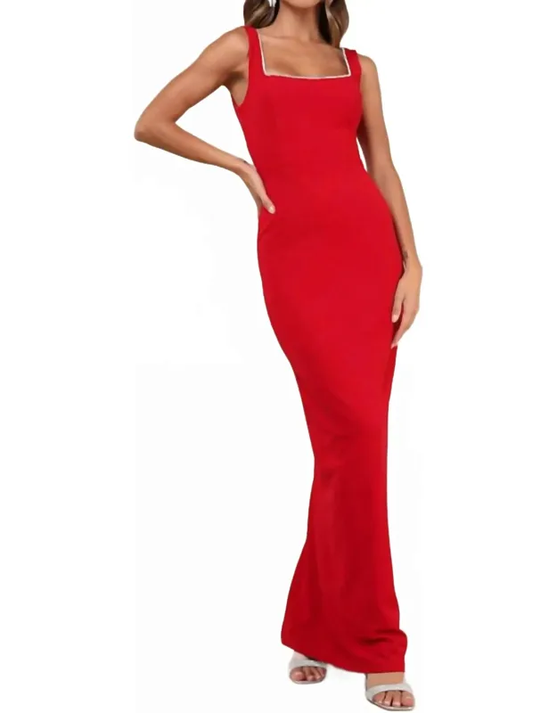 Timeless Poise Rhinestone Squareneck Dress