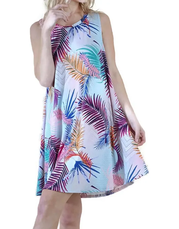 Tropical Print Sleeveless Dress