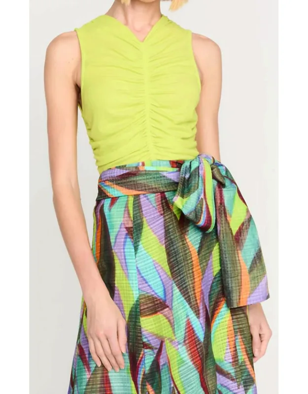 Meliah Top - High V-neckline, Striking Ruching