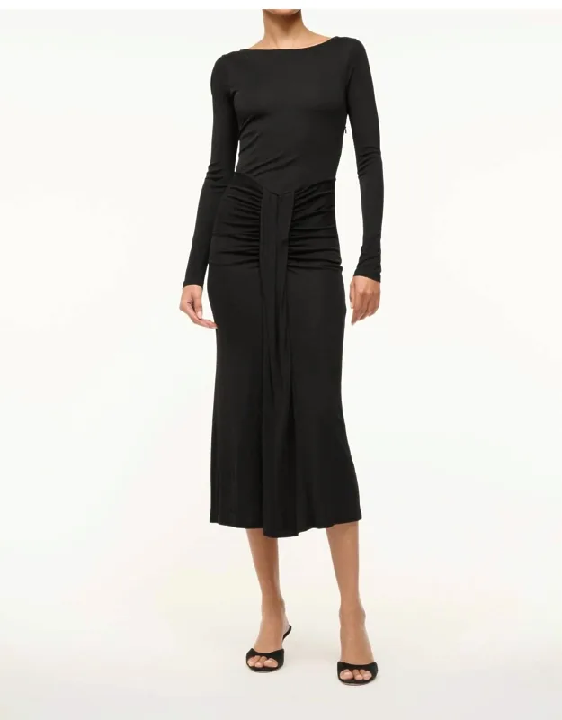 Gres Dress With Ruched Skirt And Boatneck