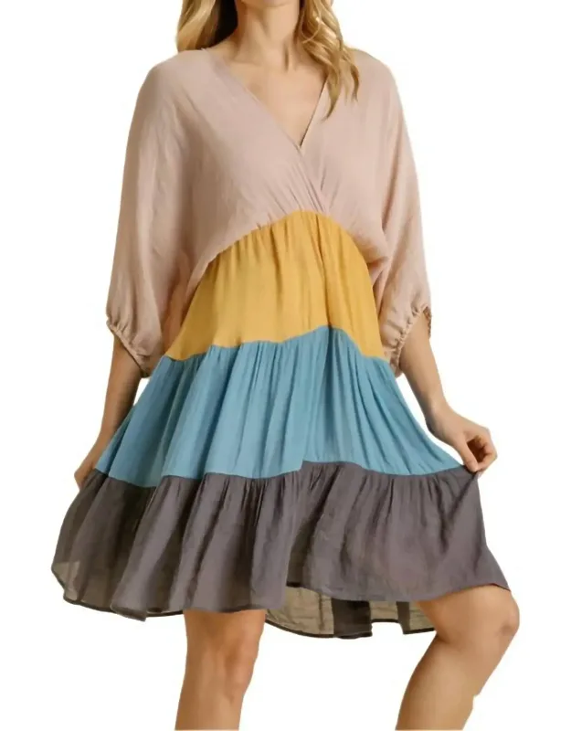 Balloon Sleeve Tiered Dress
