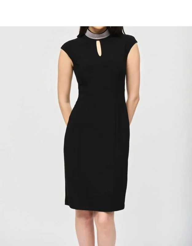 Embellished Choker Collar Sheath Dress
