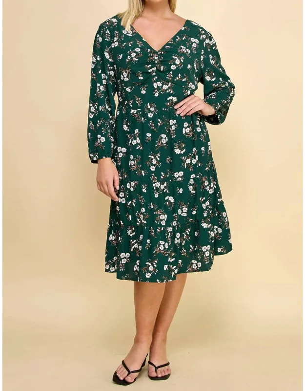 Ruffled Floral Midi Dress