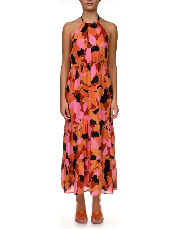 Sanctuary Backless Maxi Dress With Spaghetti Straps And Vibrant Patterned Design