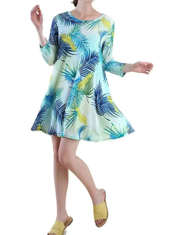 Tropical Leaf Print Shift Dress