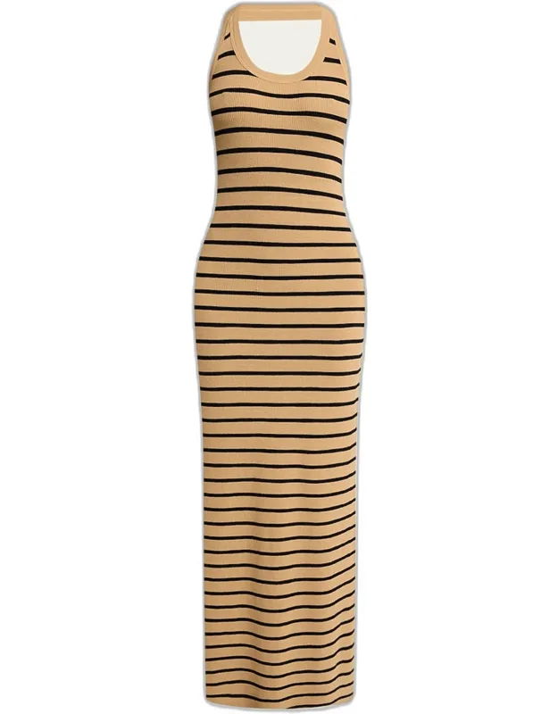 Meryl Striped Halter Maxi Dress