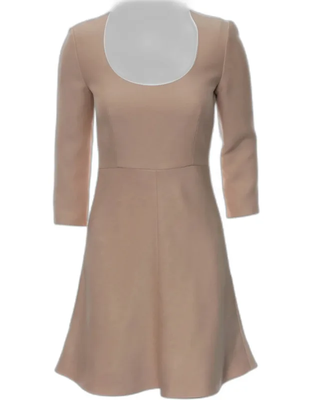 Nude Wool And Silk U-neck Mini Dress