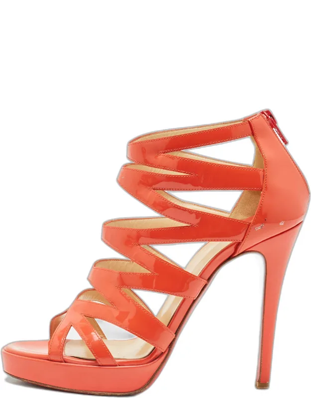 Orange Patent Leather Platform Sandals