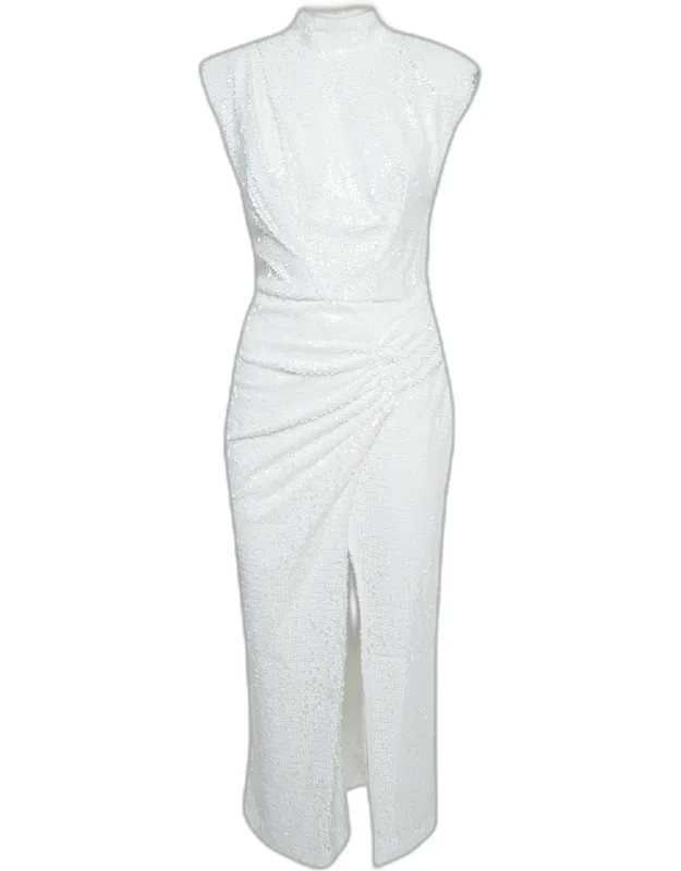 Sequin Draped Sleeveless Long Dress