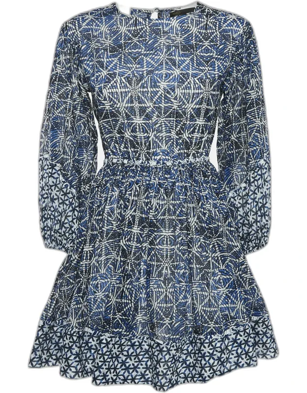 Printed Cotton Cut-out Mini Dress