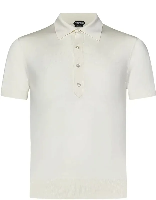 Sweater With Four-button Placket Closure And Polo Collar