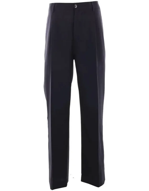 Trousers With Front Button Closure And Multiple Pockets