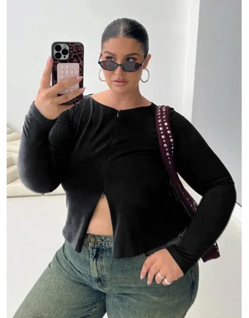 Long Sleeve Zip Through Top