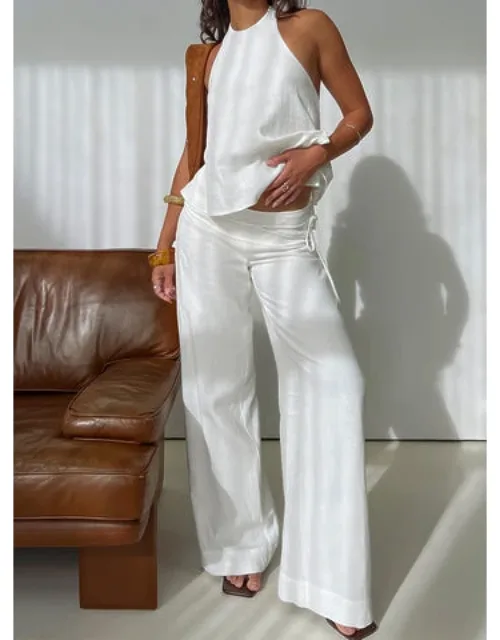 Linen Blend Tie Pants